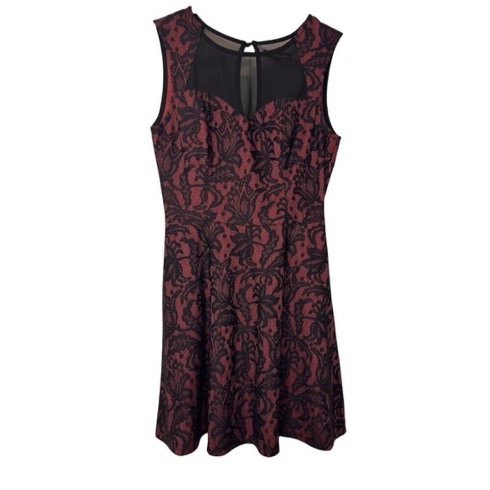 Heartsoul Dress Womens Size M Burgundy Black Floral Lace Fit & Flare